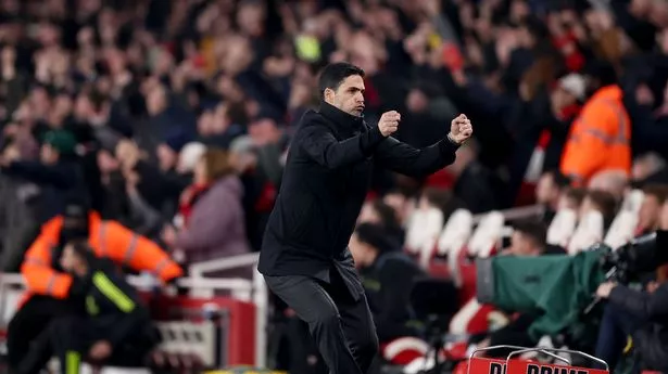 Mikel Arteta celebrates Arsenal's second goal on a stunning night against Newcastle at the Emirates