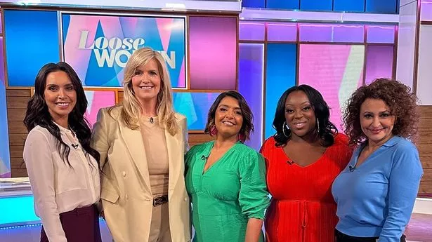 Christine Lampard, Penny Lancaster, Sunetra Sarker, Judi Love and Nadia Sawalha in the Loose Women studio.