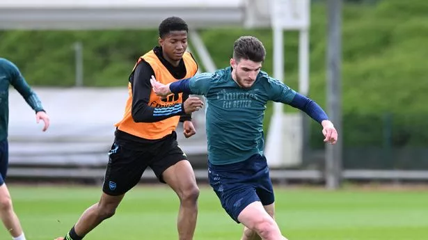 Chido Obi-Martin training with Arsenal's first-team in 2024