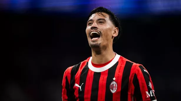 ESTADIO SANTIAGO BERNABEU, MADRID, SPAIN - 2024/11/05: Tijjani Reijnders of AC Milan celebrates the victory at the end of the UEFA Champions League 2024/25 league phase football match between Real Madrid CF and AC Milan. AC Milan won 3-1 over Real Madrid CF. (Photo by Nicolò Campo/LightRocket via Getty Images)