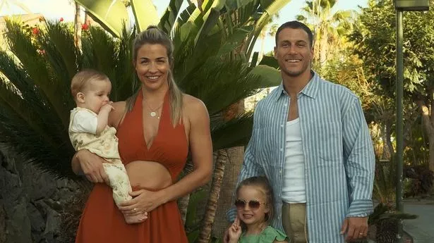 Gemma Atkinson, Gorka Marquez and their two children on holiday.