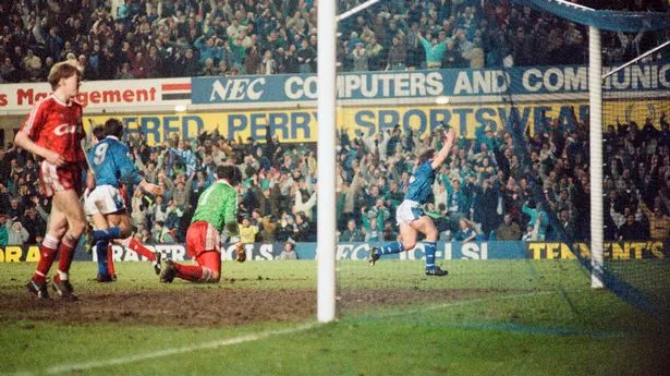 Everton and Liverpool drew an FA Cup fourth round replay 4-4 in February 1991