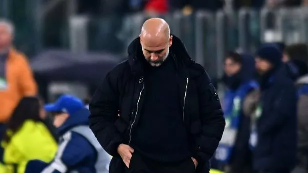 Pep Guardiola reacts as Man City are beaten by Juventus in the Champions League