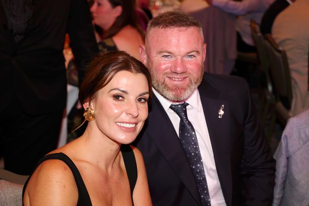 LONDON, ENGLAND - OCTOBER 07: Coleen Rooney and Wayne Rooney during Nordoff Robbins' Legends of Football at JW Marriott Grosvenor House on October 07, 2024 in London, England. (Photo by JMEnternational/Getty Images)