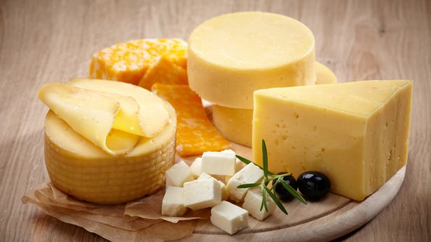 stock image of various types of cheese