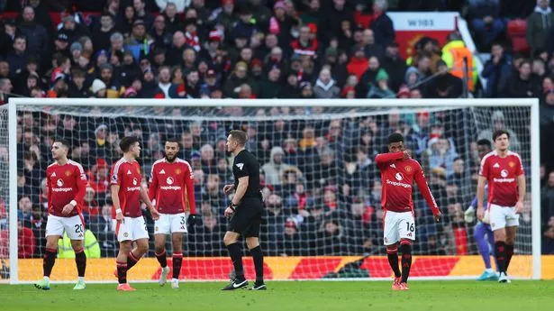 Amad Diallo of Manchester United reacts, after Goncalo Guedes of Wolverhampton Wanderers (not pictured) scores his team's first goal during the Premier League match between Manchester United FC and AFC Bournemouth at Old Trafford on December 22, 2024 in Manchester, England