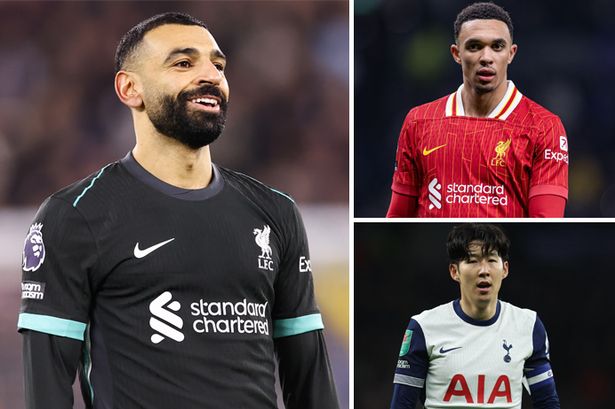 Amad, Virgil van Dijk, Mo Salah, Trent Alexander-Arnold, Heung Son-min