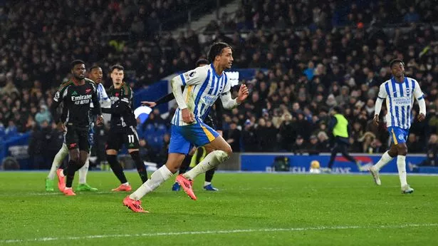 Joao Pedro celebrates scoring the equaliser against Arsenal