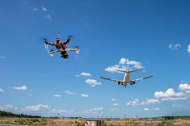 A drone flying near an airport