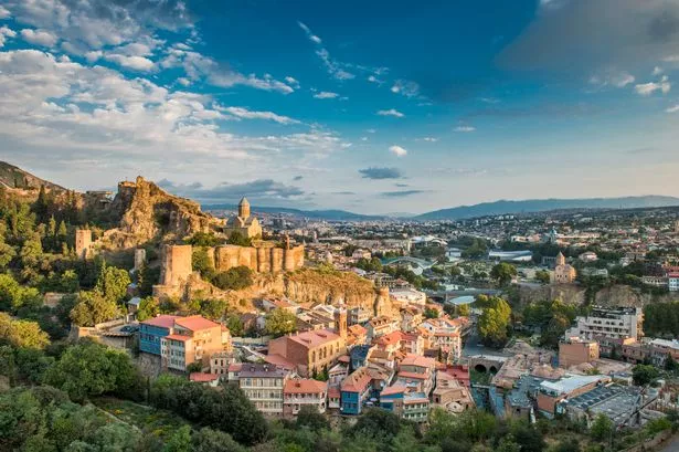 Wide angle view of Tbilisi City, Georgia