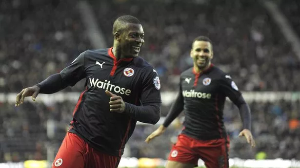 Yakubu of Reading celebrates scoring his side's second goal of the game