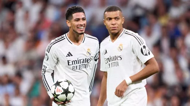 Jude Bellingham and Kylian Mbappe of Real Madrid