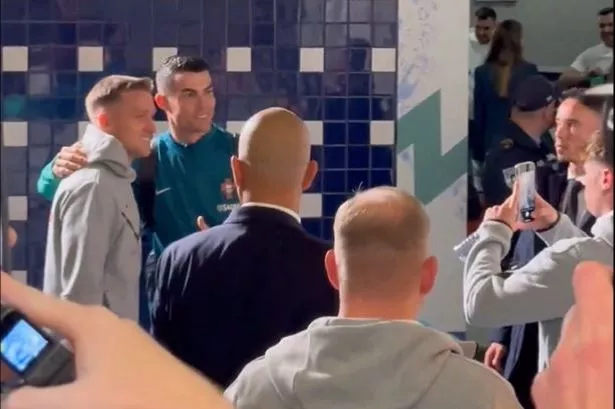 Piotr Zielinski had a photo taken with Cristiano Ronaldo after the match