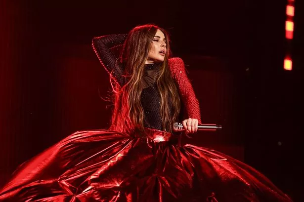 Cheryl performing in the Girls Aloud reunion tour in Dublin