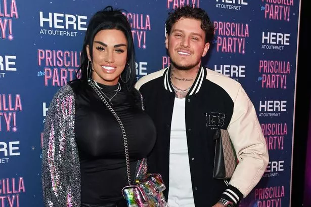 Katie Price (L) and JJ Slater attend the press night performance of "Priscilla The Party!"