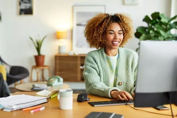 Woman working on laptop