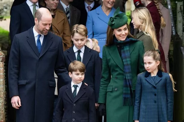 Prince William, Prince of Wales, Prince Louis of Wales, Prince George of Wales, Catherine, Princess of Wales and Princess Charlotte of Wales