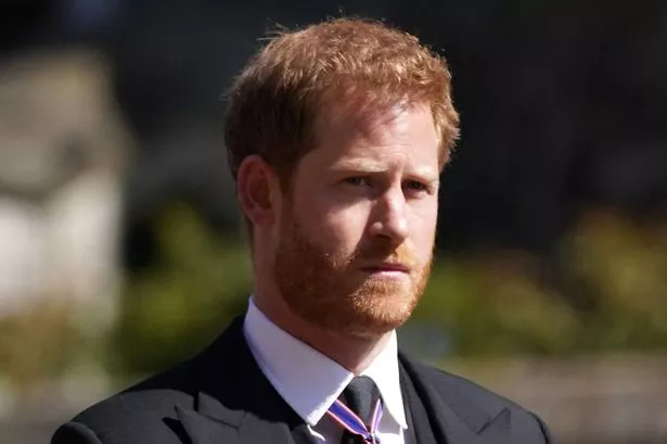 Prince Harry at Prince Philip's funeral exactly three years ago