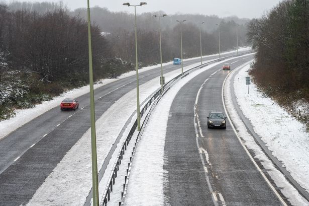 A snowy dual carriageway