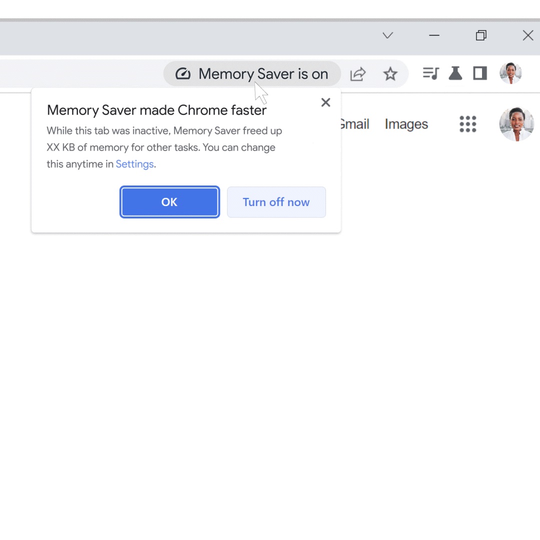 Google Chrome memory saver