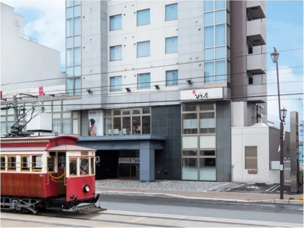 酒店位處函館鬧市，旁邊有電車站和巴士站