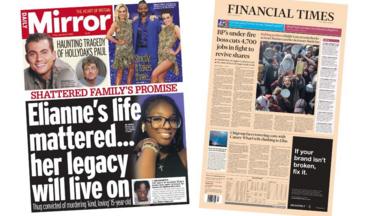 Composite image of the front pages of the Daily Mirror and Financial Times