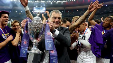 Damien Comolli celebrates Toulouse's cup victory