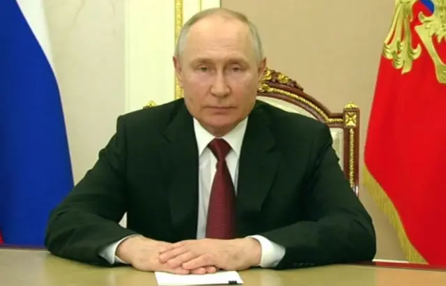 Putin giving his video address on Monday (pic: Kremlin website)