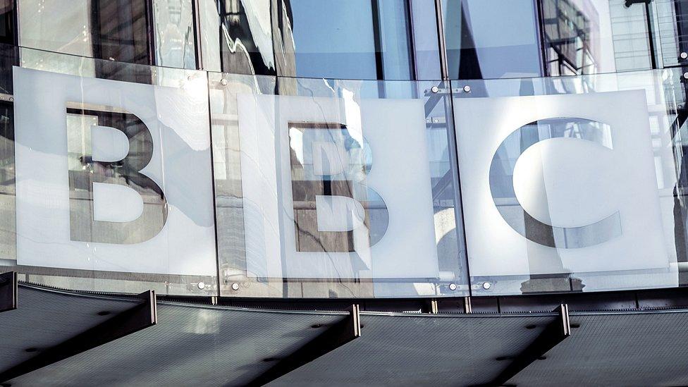 File image of the BBC logo at New Broadcasting House, in London