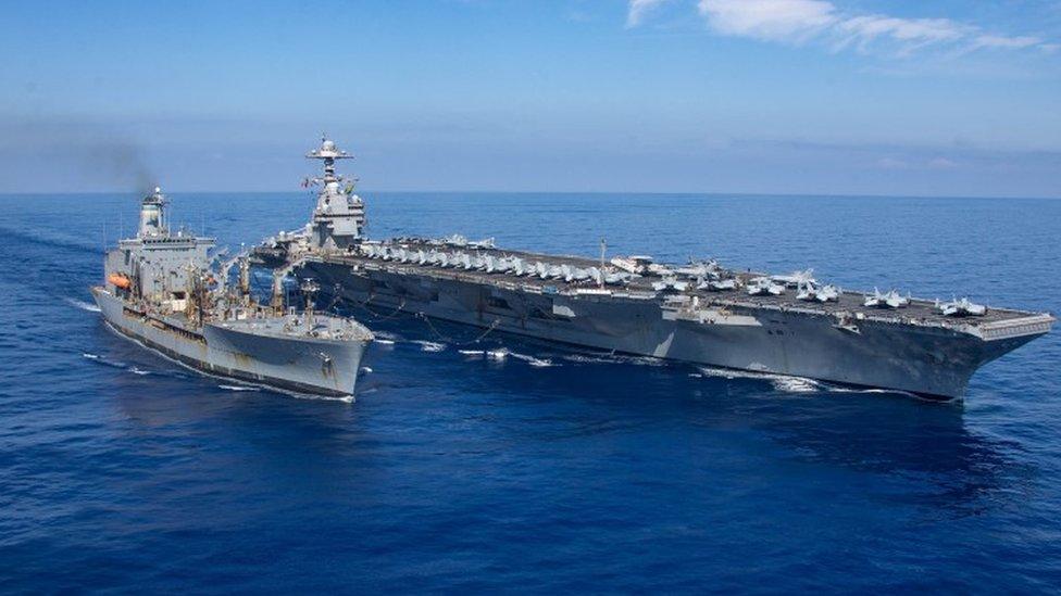 USS Gerald R Ford refuels at sea