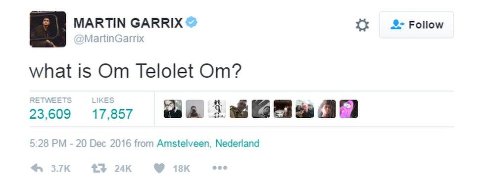 @MartinGarrix tweet: Om Telolet Om