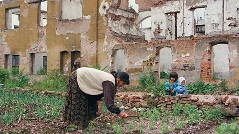 Getty Images The people of Sarajevo tried to find any scrap of land they could to grow food during the 47 months they were cut off from the outside world (Credit: Getty Images)