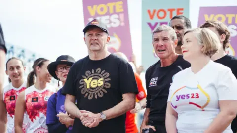 Getty Images Prime Minister Anthony Albanese at a community event supporting the Voice