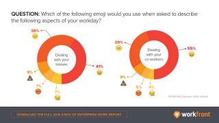 Question: Which of the following emoji would you use when asked to describe the following
aspects of your workday?
 