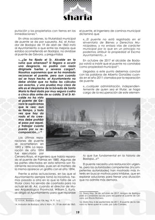 19
putación y los propietarios con tierras en las
inmediaciones13
.
En otras ocasiones, la titularidad municipal
de puente...