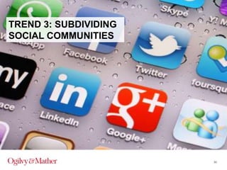 TREND 3: SUBDIVIDING
SOCIAL COMMUNITIES

30

 