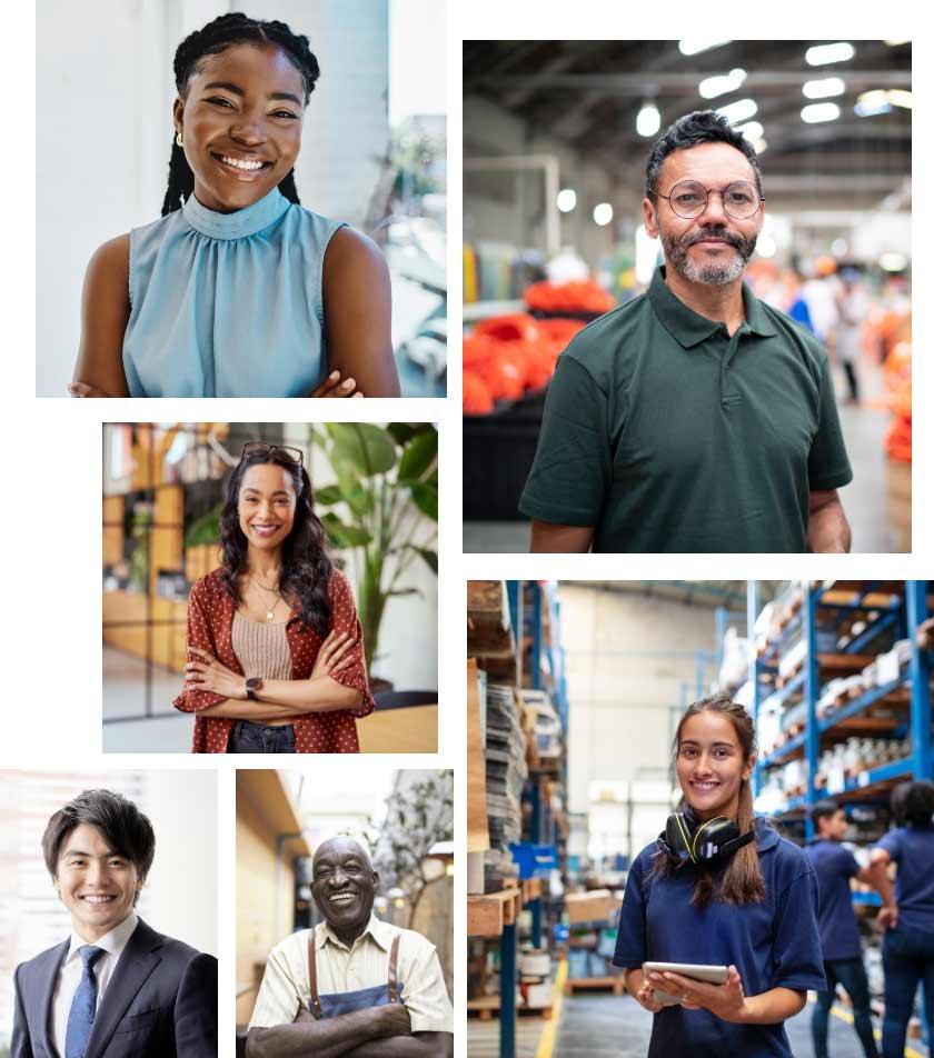 Collage of Employees Working in Respective Fields