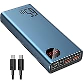 Baseus Power Bank, 20000mAh 65W Powerbank Schnellladefunktion USB C Input & Output, Externer Handyakkus für Laptop, MacBook, 