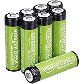 Amazonベーシック 充電池 充電式ニッケル水素電池 単3形8個セット (最小容量2000mAh、約1000回使用可能)