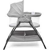 Baby Delight Beside Me Doze Deluxe Baby Bassinet, Bedside Sleeper, Foldable, Removeable Canopy, Pebble Grey