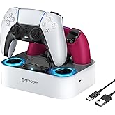 NEWDERY PS5 Controller Charger Station Compatible with Dualsense Edge Controller, Fast Charging Dock Stand with Cable, Dual C