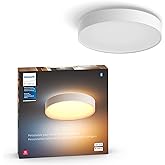 Philips Hue Enrave Medium Ceiling Lamp, White - White Ambiance Warm-to-Cool White Smart LED Light - 1 Pack - Control with Hue