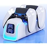 PS5 Controller Charger,PlayStation Charging Dock for PlayStation 5 Dualsense Edge with 6 LED & RGB Mode,Overcharge Protection