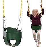 Eastern Jungle Gym Heavy-Duty High Back Full Bucket Toddler Swing Seat | Coated Swing Chains Fully Assembled | Green Swing Se