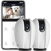 LaView Pan/Tilt Security Camera for Baby Monitor with Phone App (2 Pack+2 32GB SD Cards), 1080P WiFi Pet Camera Indoor, 360° 
