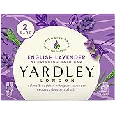Yardley London Nourishing Bath Soap Bar English Lavender, Calms & Soothes with Pure Lavender Extracts & Essential Oils 4.0 oz