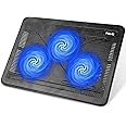 havit HV-F2056 15.6"-17" Laptop Cooler Cooling Pad - Slim Portable USB Powered (3 Fans), Black/Blue