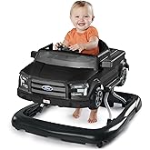 Bright Starts Ford F-150 4-in-1 Agate Black Baby Activity Center & Push Walker with Removable Interactive Steering Wheel-Toy,