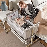 Baby Bassinet Bedside Sleeper, besrey Bedside Bassinet for Newborn Infant with Comfy Mattress, 9 Height Positions, Adjustable