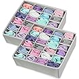 Simple Houseware 2 Pack Closet Socks Organizer, 24 Cell Drawer Divider, Grey